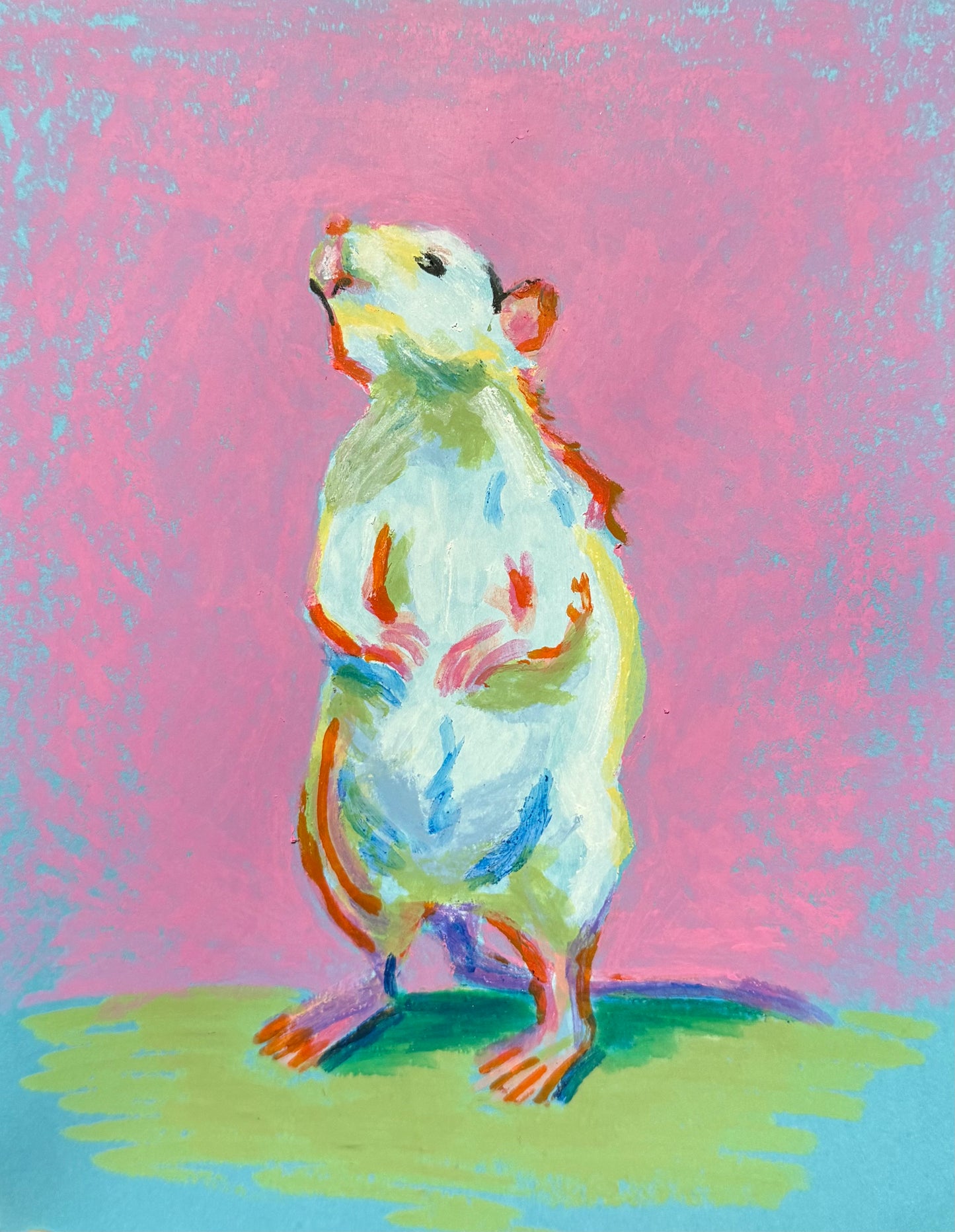 “Cheese, Please” - Oil pastel on paper
